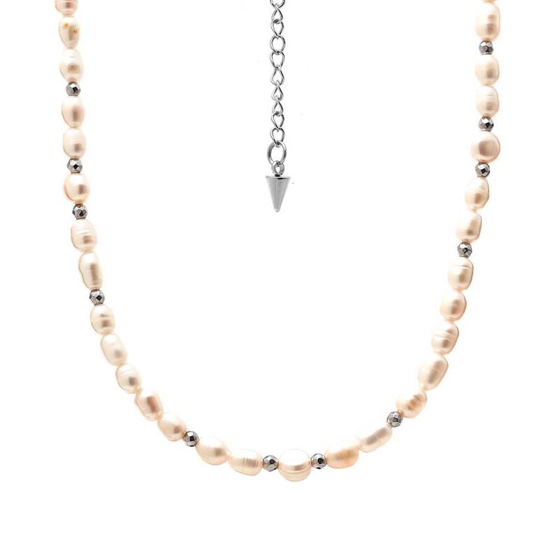 Silk & Steel Celine Pearl Necklace image number 0
